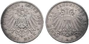 3 Mark Free City of Lübeck Silver 