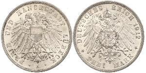 3 Mark Free City of Lübeck Silver 