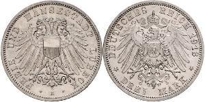 3 Mark Free City of Lübeck Silver 