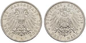 3 Mark Free City of Lübeck Silver 