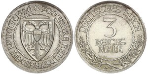 3 Mark Free City of Lübeck Silver 