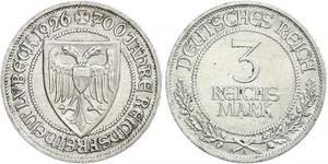 3 Mark Free City of Lübeck Silver 