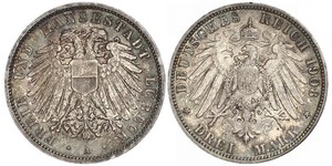 3 Mark Free City of Lübeck Silver 