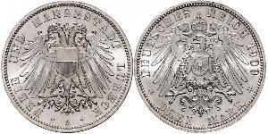 3 Mark Free City of Lübeck Silver 