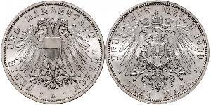 3 Mark Free City of Lübeck Silver 