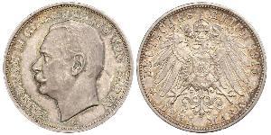 3 Mark Grand Duchy of Baden (1806-1918) Silver Frederick II, Grand Duke of Baden (1857 - 1928)