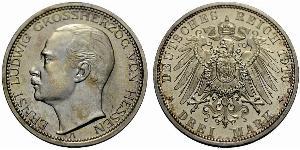 3 Mark Grand Duchy of Hesse (1806 - 1918) Silver Ernest Louis, Grand Duke of Hesse (1868 - 1937)