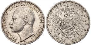 3 Mark Grand Duchy of Hesse (1806 - 1918) Silver Ernest Louis, Grand Duke of Hesse (1868 - 1937)