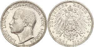 3 Mark Grand Duchy of Hesse (1806 - 1918) Silver Ernest Louis, Grand Duke of Hesse (1868 - 1937)