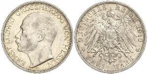 3 Mark Grand Duchy of Hesse (1806 - 1918) Silver Ernest Louis, Grand Duke of Hesse (1868 - 1937)