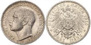 3 Mark Grand Duchy of Hesse (1806 - 1918) Silver Ernest Louis, Grand Duke of Hesse (1868 - 1937)