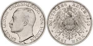 3 Mark Grand Duchy of Hesse (1806 - 1918) Silver Ernest Louis, Grand Duke of Hesse (1868 - 1937)