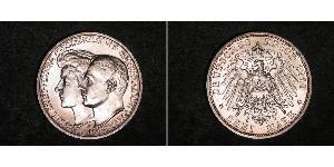 3 Mark Grand Duchy of Saxe-Weimar-Eisenach (1809 - 1918) Silver William Ernest, Grand Duke of Saxe-Weimar-Eisenach