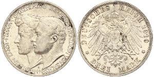 3 Mark Grand Duchy of Saxe-Weimar-Eisenach (1809 - 1918) Silver William Ernest, Grand Duke of Saxe-Weimar-Eisenach