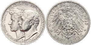 3 Mark Grand Duchy of Saxe-Weimar-Eisenach (1809 - 1918) Silver William Ernest, Grand Duke of Saxe-Weimar-Eisenach