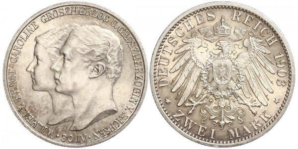 3 Mark Grand Duchy of Saxe-Weimar-Eisenach (1809 - 1918) Silver William Ernest, Grand Duke of Saxe-Weimar-Eisenach