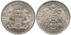 3 Mark Hamburg / States of Germany Silver 