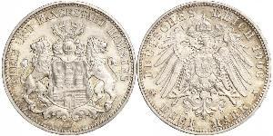 3 Mark Hamburg / States of Germany Silver 