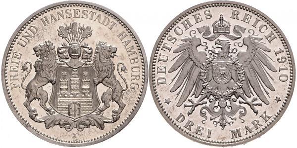 3 Mark Hamburg / States of Germany Silver 