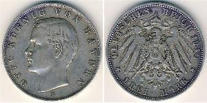 3 Mark Kingdom of Bavaria (1806 - 1918) Silver Otto of Bavaria (1848 – 1916)