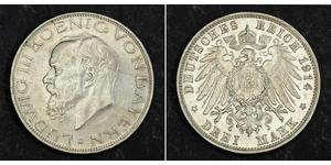 3 Mark Kingdom of Bavaria (1806 - 1918) Silver Ludwig III of Bavaria (1845 – 1921)