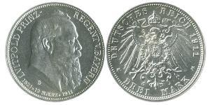 3 Mark Kingdom of Bavaria (1806 - 1918) Silver Otto of Bavaria (1848 – 1916)