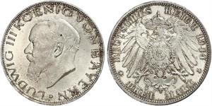 3 Mark Kingdom of Bavaria (1806 - 1918) Silver Ludwig III of Bavaria (1845 – 1921)