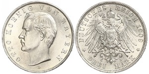 3 Mark Kingdom of Bavaria (1806 - 1918) Silver Otto of Bavaria (1848 – 1916)