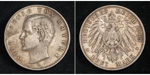 3 Mark Kingdom of Bavaria (1806 - 1918) Silver Otto of Bavaria (1848 – 1916)