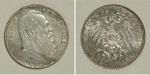 3 Mark Kingdom of Bavaria (1806 - 1918) Silver Otto of Bavaria (1848 – 1916)