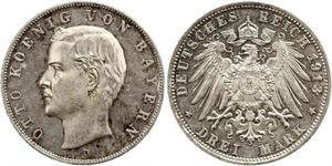 3 Mark Kingdom of Bavaria (1806 - 1918) Silver Otto of Bavaria (1848 – 1916)