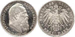 3 Mark Kingdom of Bavaria (1806 - 1918) Silver Otto of Bavaria (1848 – 1916)