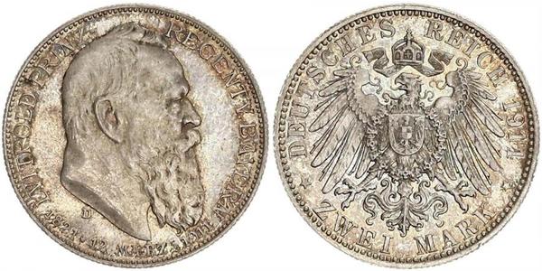 3 Mark Kingdom of Bavaria (1806 - 1918) Silver Otto of Bavaria (1848 – 1916)