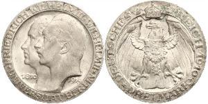 3 Mark Kingdom of Prussia (1701-1918) Silver Wilhelm II, German Emperor (1859-1941)