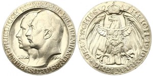 3 Mark Kingdom of Prussia (1701-1918) Silver Wilhelm II, German Emperor (1859-1941)