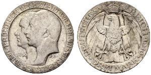 3 Mark Kingdom of Prussia (1701-1918) Silver Wilhelm II, German Emperor (1859-1941)