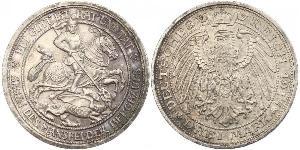 3 Mark Kingdom of Prussia (1701-1918) Silver Wilhelm II, German Emperor (1859-1941)