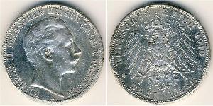 3 Mark Kingdom of Prussia (1701-1918) Silver Wilhelm II, German Emperor (1859-1941)