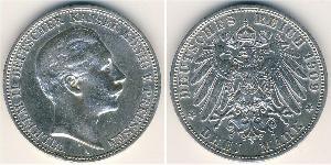 3 Mark Kingdom of Prussia (1701-1918) Silver Wilhelm II, German Emperor (1859-1941)