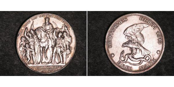 3 Mark Kingdom of Prussia (1701-1918) Silver 
