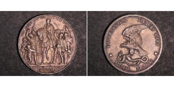 3 Mark Kingdom of Prussia (1701-1918) Silver 