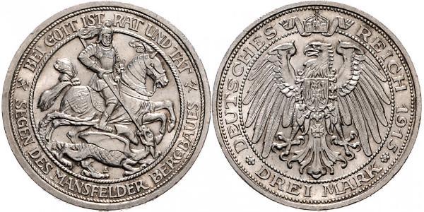 3 Mark Kingdom of Prussia (1701-1918) Silver Wilhelm II, German Emperor (1859-1941)