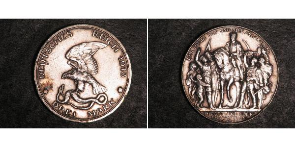 3 Mark Kingdom of Prussia (1701-1918) Silver 