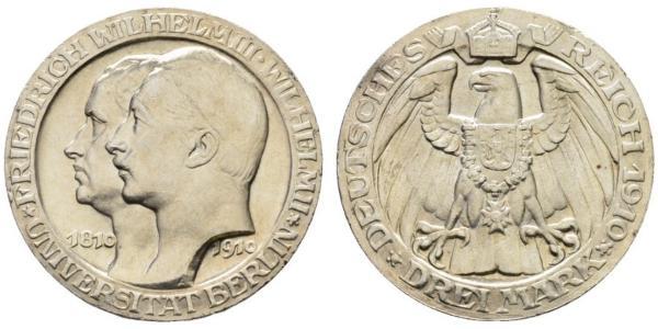 3 Mark Kingdom of Prussia (1701-1918) Silver Wilhelm II, German Emperor (1859-1941)