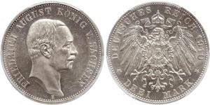 3 Mark Kingdom of Saxony (1806 - 1918) Silver Frederick Augustus III of Saxony (1865-1932)