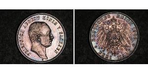 3 Mark Kingdom of Saxony (1806 - 1918) Silver Frederick Augustus III of Saxony (1865-1932)