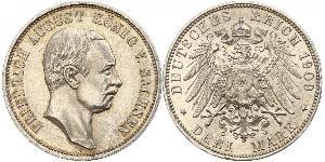 3 Mark Kingdom of Saxony (1806 - 1918) Silver Frederick Augustus III of Saxony (1865-1932)