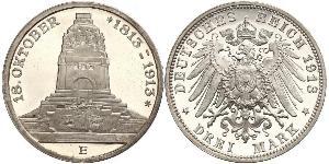 3 Mark Kingdom of Saxony (1806 - 1918) Silver 