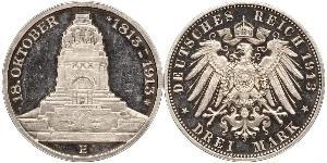 3 Mark Kingdom of Saxony (1806 - 1918) Silver 