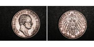 3 Mark Kingdom of Saxony (1806 - 1918) Silver Frederick Augustus III of Saxony (1865-1932)